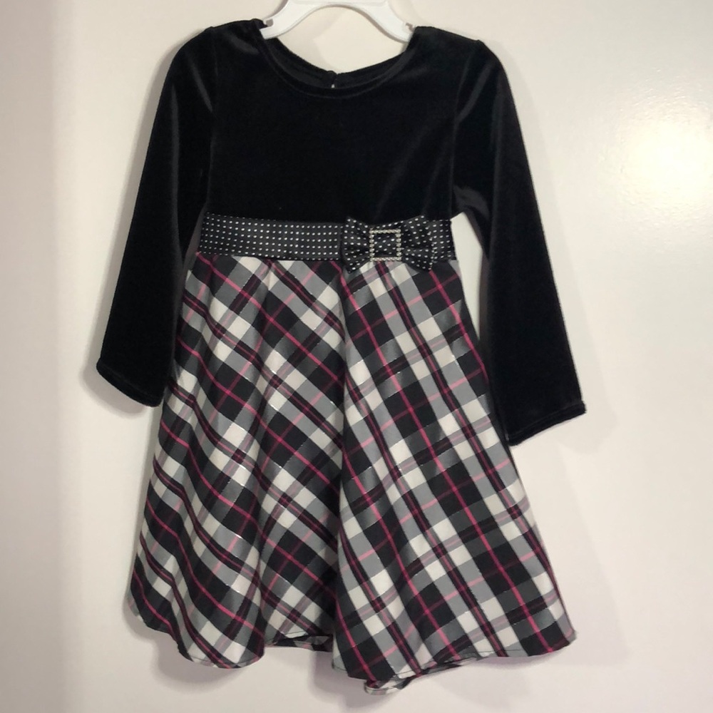 Black and pink plaid special occasion dress